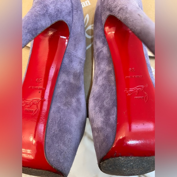 AUTH CHRISTIAN LOUBOUTIN Peep Toe Platform Mary Jane Daf Highness 160 -Purple 39 - Picture 2 of 5